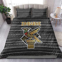 Zimbabwean Bird Statue Bedding Set Tribal Pattern with National Flag Patch and Heritage Symbol