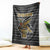 Zimbabwean Bird Statue Blanket Tribal Pattern with National Flag Patch and Heritage Symbol