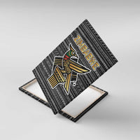 Zimbabwean Bird Statue Canvas Wall Art Tribal Pattern with National Flag Patch and Heritage Symbol