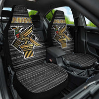 Zimbabwean Bird Statue Car Seat Cover Tribal Pattern with National Flag Patch and Heritage Symbol