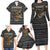 Zimbabwean Bird Statue Family Matching Long Sleeve Bodycon Dress and Hawaiian Shirt Tribal Pattern with National Flag Patch and Heritage Symbol