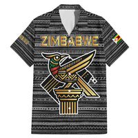 Zimbabwean Bird Statue Family Matching Mermaid Dress and Hawaiian Shirt Tribal Pattern with National Flag Patch and Heritage Symbol