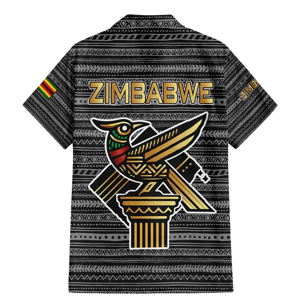 Zimbabwean Bird Statue Family Matching Mermaid Dress and Hawaiian Shirt Tribal Pattern with National Flag Patch and Heritage Symbol