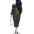 Zimbabwean Bird Statue Family Matching Off The Shoulder Long Sleeve Dress and Hawaiian Shirt Tribal Pattern with National Flag Patch and Heritage Symbol