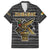 Zimbabwean Bird Statue Family Matching Off Shoulder Maxi Dress and Hawaiian Shirt Tribal Pattern with National Flag Patch and Heritage Symbol