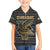 Zimbabwean Bird Statue Family Matching Off Shoulder Maxi Dress and Hawaiian Shirt Tribal Pattern with National Flag Patch and Heritage Symbol