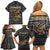 Zimbabwean Bird Statue Family Matching Off Shoulder Short Dress and Hawaiian Shirt Tribal Pattern with National Flag Patch and Heritage Symbol