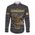 Zimbabwean Bird Statue Family Matching Off Shoulder Short Dress and Hawaiian Shirt Tribal Pattern with National Flag Patch and Heritage Symbol