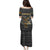 Zimbabwean Bird Statue Family Matching Puletasi and Hawaiian Shirt Tribal Pattern with National Flag Patch and Heritage Symbol