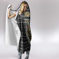 Zimbabwean Bird Statue Hooded Blanket Tribal Pattern with National Flag Patch and Heritage Symbol
