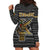 Zimbabwean Bird Statue Hoodie Dress Tribal Pattern with National Flag Patch and Heritage Symbol