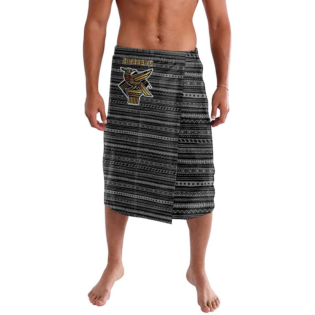 Zimbabwean Bird Statue Lavalava Tribal Pattern with National Flag Patch and Heritage Symbol