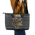 Zimbabwean Bird Statue Leather Tote Bag Tribal Pattern with National Flag Patch and Heritage Symbol