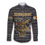 Zimbabwean Bird Statue Long Sleeve Button Shirt Tribal Pattern with National Flag Patch and Heritage Symbol