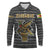 Zimbabwean Bird Statue Long Sleeve Polo Shirt Tribal Pattern with National Flag Patch and Heritage Symbol