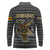 Zimbabwean Bird Statue Long Sleeve Polo Shirt Tribal Pattern with National Flag Patch and Heritage Symbol