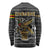 Zimbabwean Bird Statue Long Sleeve Shirt Tribal Pattern with National Flag Patch and Heritage Symbol