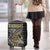 Zimbabwean Bird Statue Luggage Cover Tribal Pattern with National Flag Patch and Heritage Symbol