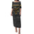 Zimbabwean Bird Statue Puletasi Tribal Pattern with National Flag Patch and Heritage Symbol