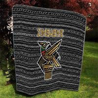 Zimbabwean Bird Statue Quilt Tribal Pattern with National Flag Patch and Heritage Symbol