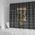 Zimbabwean Bird Statue Shower Curtain Tribal Pattern with National Flag Patch and Heritage Symbol