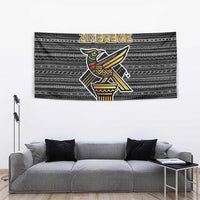 Zimbabwean Bird Statue Tapestry Tribal Pattern with National Flag Patch and Heritage Symbol