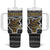 Zimbabwean Bird Statue Tumbler With Handle Tribal Pattern with National Flag Patch and Heritage Symbol