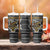 Zimbabwean Bird Statue Tumbler With Handle Tribal Pattern with National Flag Patch and Heritage Symbol