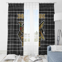 Zimbabwean Bird Statue Window Curtain Tribal Pattern with National Flag Patch and Heritage Symbol