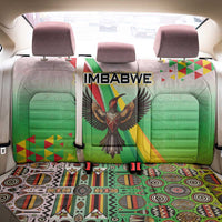 Zimbabwe Vibe Back Car Seat Cover Tribal-Inspired Background with Geometric Flag Color Design