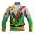 Zimbabwe Vibe Baseball Jacket Tribal-Inspired Background with Geometric Flag Color Design
