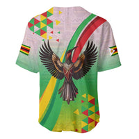 Zimbabwe Vibe Baseball Jersey Tribal-Inspired Background with Geometric Flag Color Design