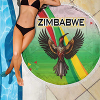 Zimbabwe Vibe Beach Blanket Tribal-Inspired Background with Geometric Flag Color Design