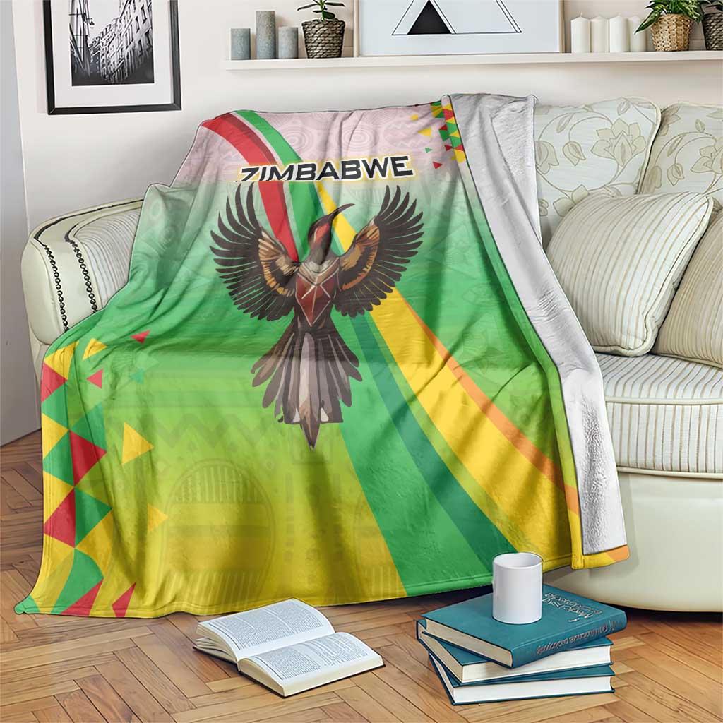 Zimbabwe Vibe Blanket Tribal-Inspired Background with Geometric Flag Color Design