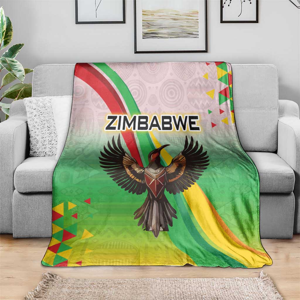 Zimbabwe Vibe Blanket Tribal-Inspired Background with Geometric Flag Color Design