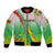 Zimbabwe Vibe Bomber Jacket Tribal-Inspired Background with Geometric Flag Color Design