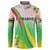 Zimbabwe Vibe Button Sweatshirt Tribal-Inspired Background with Geometric Flag Color Design