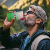 Zimbabwe Vibe 4 in 1 Can Cooler Tumbler Tribal-Inspired Background with Geometric Flag Color Design