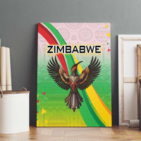 Zimbabwe Vibe Canvas Wall Art Tribal-Inspired Background with Geometric Flag Color Design