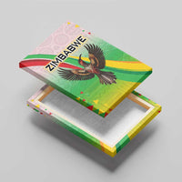 Zimbabwe Vibe Canvas Wall Art Tribal-Inspired Background with Geometric Flag Color Design