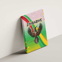 Zimbabwe Vibe Canvas Wall Art Tribal-Inspired Background with Geometric Flag Color Design