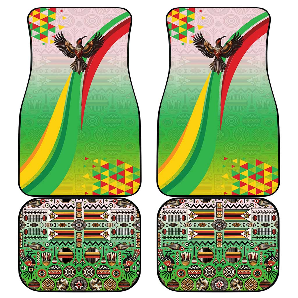Zimbabwe Vibe Car Mats Tribal-Inspired Background with Geometric Flag Color Design