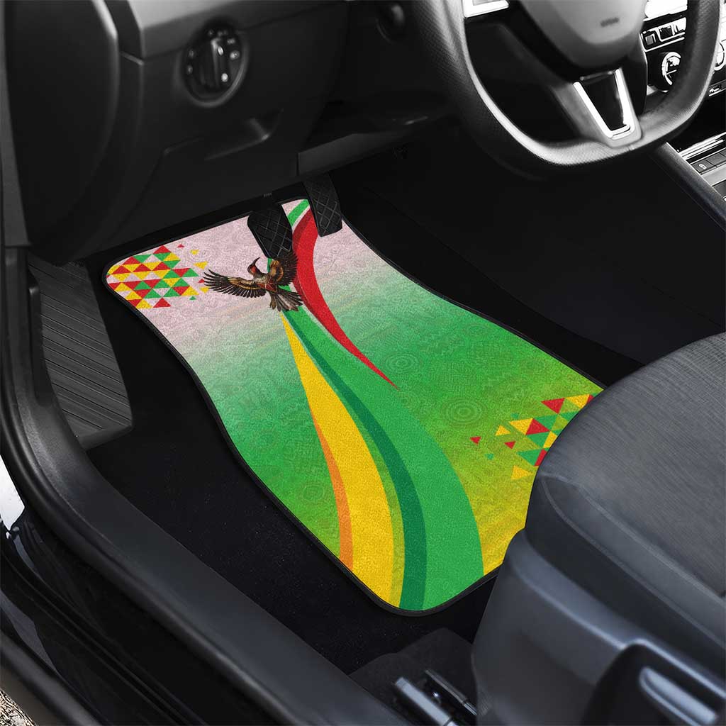 Zimbabwe Vibe Car Mats Tribal-Inspired Background with Geometric Flag Color Design