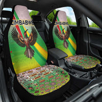 Zimbabwe Vibe Car Seat Cover Tribal-Inspired Background with Geometric Flag Color Design