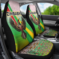Zimbabwe Vibe Car Seat Cover Tribal-Inspired Background with Geometric Flag Color Design