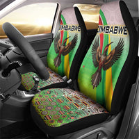 Zimbabwe Vibe Car Seat Cover Tribal-Inspired Background with Geometric Flag Color Design