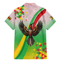 Zimbabwe Vibe Family Matching Mermaid Dress and Hawaiian Shirt Tribal-Inspired Background with Geometric Flag Color Design
