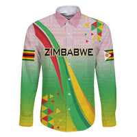Zimbabwe Vibe Family Matching Mermaid Dress and Hawaiian Shirt Tribal-Inspired Background with Geometric Flag Color Design