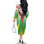 Zimbabwe Vibe Family Matching Off The Shoulder Long Sleeve Dress and Hawaiian Shirt Tribal-Inspired Background with Geometric Flag Color Design