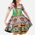 Zimbabwe Vibe Family Matching Off Shoulder Maxi Dress and Hawaiian Shirt Tribal-Inspired Background with Geometric Flag Color Design